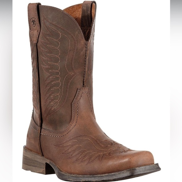 Ariat Men's Rambler Phoenix Western Boot Brown Leather Square Toe Sz 9EE 42W - Picture 1 of 16